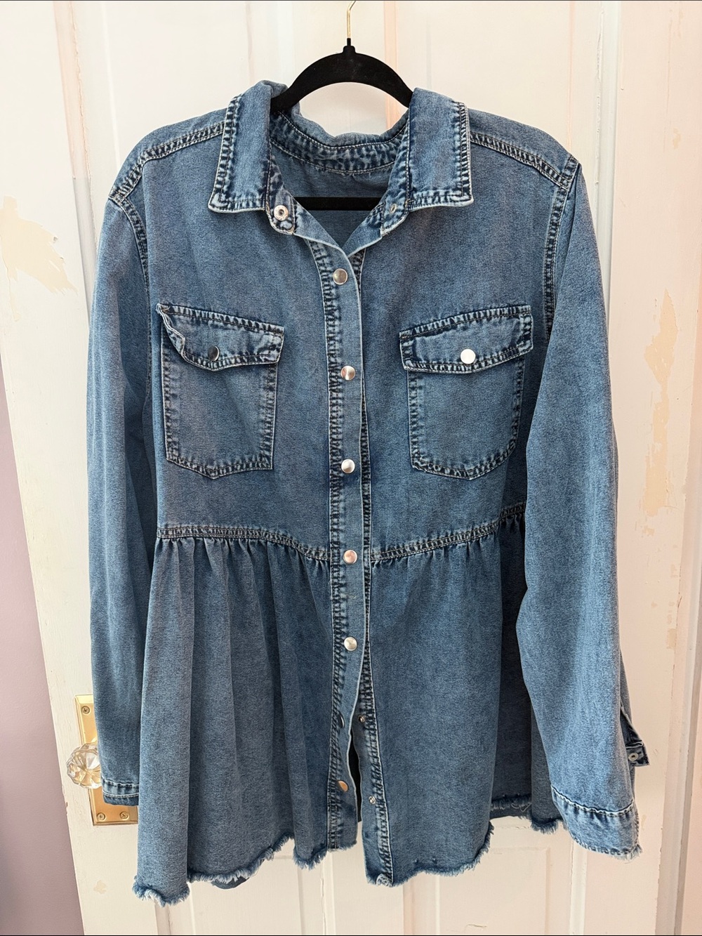 Primark Blue Denim Peplum Button-Up Jacket